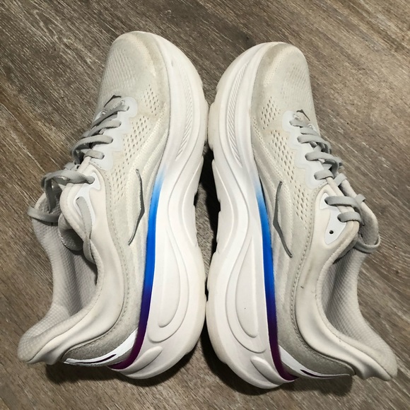 Hoka One One Bondi 9 Shoes Womens Size 9 White Blue Purple Running Sneakers - Picture 9 of 15